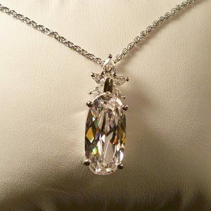 NEW Oval Cut Cubic Zirconias Silver DESIGNER Necklace